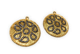 Gold Charms, Large Charms, Disc Charm, Jewelry Supplies, CZ Charms,, Bulk Charms, Jewelry Making, Jewelry Findings, DIY Earring Charms
