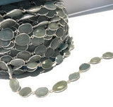 1 Foot Aquamarine Gemstone Chain, Gemstone Bezel Set Connector Chain, Sterling Silver Gemstone Chain, Bulk Chain by Foot, DIY Chain