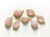 Morganite Gemstone Connectors, Gold Plated over Silver Connector, Morganite Double Bail Connector Charm, Jewelry Supplies, 1 Pc