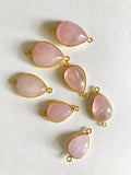 Morganite Gemstone Connectors, Gold Plated over Silver Connector, Morganite Double Bail Connector Charm, Jewelry Supplies, 1 Pc