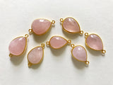Morganite Gemstone Connectors, Gold Plated over Silver Connector, Morganite Double Bail Connector Charm, Jewelry Supplies, 1 Pc