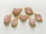 Morganite Gemstone Connectors, Gold Plated over Silver Connector, Morganite Double Bail Connector Charm, Jewelry Supplies, 1 Pc