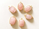 Morganite Connectors, Gemstone Connectors, Gold Plated Bezel Connector, Sterling Silver Connector, Jewelry Supplies, Jewelry Making