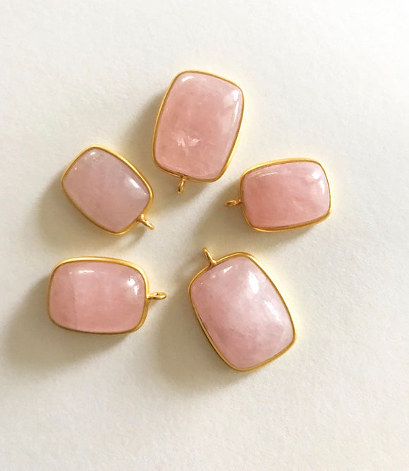 Morganite Charms, Gold Charms, Sterling Silver Charms, Gemstone Charms, Bracelet Charms, Jewelry Supplies, Jewelry Making, Bulk Charms, 1 Pc