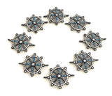 Gunmetal Helm Connector, Helm Charms, CZ Micro Pave Wheel Charm Connectors, Jewelry Supplies, Jewelry Making, Bulk Charms, 24x18x3.5mm, 1 Pc