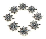 Gunmetal Helm Connector, Helm Charms, CZ Micro Pave Wheel Charm Connectors, Jewelry Supplies, Jewelry Making, Bulk Charms, 24x18x3.5mm, 1 Pc