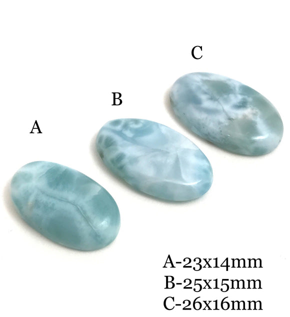 3Pcs Larimar Cabochons, Gemstone Cabochons, Larimar, Natural Gemstone, Jewelry Supplies, Bulk Cabochon, Wire Wrapping, Jewelry Making