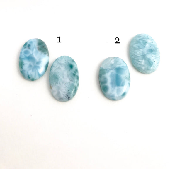 2 Pcs Larimar Cabochon, Loose Gemstone, Blue Larimar, Large Cabochon, Wire Wrapping, Jewelry Supplies for Jewelry Making, Bulk Cabochons