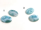 2 Pcs Larimar Cabochon, Loose Gemstone, Blue Larimar, Large Cabochon, Wire Wrapping, Jewelry Supplies for Jewelry Making, Bulk Cabochons
