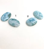 2 Pcs Larimar Cabochon, Loose Gemstone, Blue Larimar, Large Cabochon, Wire Wrapping, Jewelry Supplies for Jewelry Making, Bulk Cabochons