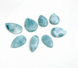 8Pcs Larimar Cabochons Lot, Wholesale Gemstone Larimar Bulk Cabochons Jewelry Supplies for Wire Wrapping, Jewelry Making, 23mm - 32mm