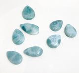 8Pcs Larimar Cabochons Lot, Wholesale Gemstone Larimar Bulk Cabochons Jewelry Supplies for Wire Wrapping, Jewelry Making, 23mm - 32mm