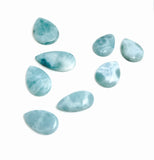 8Pcs Larimar Cabochons Lot, Wholesale Gemstone Larimar Bulk Cabochons Jewelry Supplies for Wire Wrapping, Jewelry Making, 23mm - 32mm