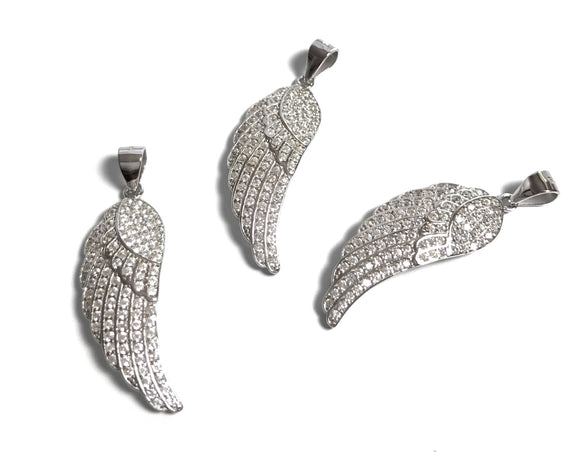CZ Micro Pave Sterling Silver Wing Pendant, Jewelry Supplies, DIY Pendant, Memorial Gift, Sympathy Gift, Remembrance Gift