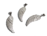CZ Micro Pave Sterling Silver Wing Pendant, Jewelry Supplies, DIY Pendant, Memorial Gift, Sympathy Gift, Remembrance Gift