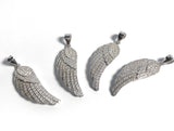 CZ Micro Pave Sterling Silver Wing Pendant, Jewelry Supplies, DIY Pendant, Memorial Gift, Sympathy Gift, Remembrance Gift