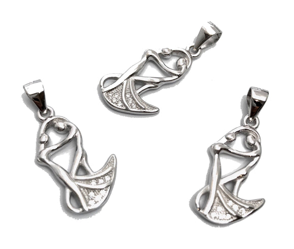 Silver Pendants, Gifts for Dancers, Gifts for Bride, Dancing Couple Pendant, Anniversary Gifts, Jewelry Supplies, Jewelry Findings, 1 Pc