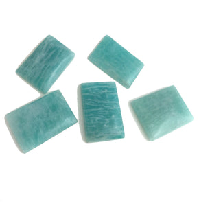 5Pcs Amazonite Cabochon, Loose Gemstone, Rectangle Shape Amazonite, Natural Gemstone, Jewelry Making, Jewelry Supplies, Wire Wrapping