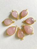 Morganite Gemstone Connectors, Gold Plated over Silver Connector, Morganite Double Bail Connector Charm, Jewelry Supplies, 1 Pc