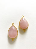 Morganite Gemstone Connectors, Gold Plated over Silver Connector, Morganite Double Bail Connector Charm, Jewelry Supplies, 1 Pc