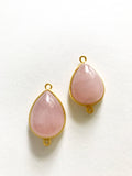 Morganite Gemstone Connectors, Gold Plated over Silver Connector, Morganite Double Bail Connector Charm, Jewelry Supplies, 1 Pc