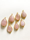 Morganite Gemstone Connectors, Gold Plated over Silver Connector, Morganite Double Bail Connector Charm, Jewelry Supplies, 1 Pc
