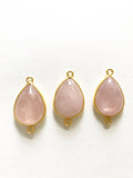 Morganite Gemstone Connectors, Gold Plated over Silver Connector, Morganite Double Bail Connector Charm, Jewelry Supplies, 1 Pc