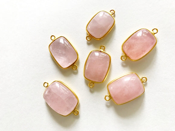 Morganite Connectors, Gemstone Connectors, Gold Plated Bezel Connector, Sterling Silver Connector, Jewelry Supplies, Jewelry Making