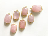 Morganite Connectors, Gemstone Connectors, Gold Plated Bezel Connector, Sterling Silver Connector, Jewelry Supplies, Jewelry Making