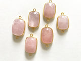 Morganite Connectors, Gemstone Connectors, Gold Plated Bezel Connector, Sterling Silver Connector, Jewelry Supplies, Jewelry Making