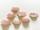 Morganite Connectors, Gemstone Connectors, Gold Plated Bezel Connector, Sterling Silver Connector, Jewelry Supplies, Jewelry Making
