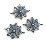 Gunmetal Helm Connector, Helm Charms, CZ Micro Pave Wheel Charm Connectors, Jewelry Supplies, Jewelry Making, Bulk Charms, 24x18x3.5mm, 1 Pc