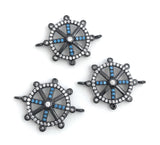 Gunmetal Helm Connector, Helm Charms, CZ Micro Pave Wheel Charm Connectors, Jewelry Supplies, Jewelry Making, Bulk Charms, 24x18x3.5mm, 1 Pc