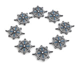 Gunmetal Helm Connector, Helm Charms, CZ Micro Pave Wheel Charm Connectors, Jewelry Supplies, Jewelry Making, Bulk Charms, 24x18x3.5mm, 1 Pc