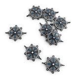 Gunmetal Helm Connector, Helm Charms, CZ Micro Pave Wheel Charm Connectors, Jewelry Supplies, Jewelry Making, Bulk Charms, 24x18x3.5mm, 1 Pc