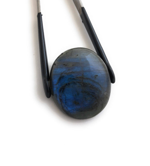 Natural Labradorite Gemstone Cabochon, Jewelry Supplies for Jewelry Making, Gemstone Cabochons for Wire Wrapping, 35x30x9.25mm