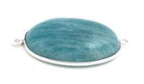 Amazonite Connectors, Gemstone Connectors, Silver Connectors, Bezel Connector, Jewelry Supplies, Jewelry Making, Jewelry Findings, 41.2x22mm