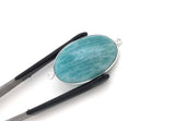 Amazonite Connectors, Gemstone Connectors, Silver Connectors, Bezel Connector, Jewelry Supplies, Jewelry Making, Jewelry Findings, 41.2x22mm