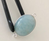 Aquamarine Connectors, Gemstone Connectors, Aquamarine, Silver Connectors, Bezel Connectors, Jewelry Supplies, Jewelry Making, DIY, 28x17mm