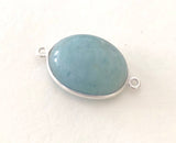 Aquamarine Connectors, Gemstone Connectors, Aquamarine, Silver Connectors, Bezel Connectors, Jewelry Supplies, Jewelry Making, DIY, 28x17mm