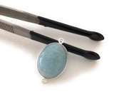 Aquamarine Connectors, Gemstone Connectors, Aquamarine, Silver Connectors, Bezel Connectors, Jewelry Supplies, Jewelry Making, DIY, 28x17mm