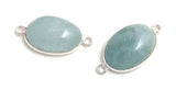 2 Pcs Aquamarine Connectors, Gemstone Connectors, Silver Connectors, Bezel Connector, Jewelry Supplies, Jewelry Making, DIY, 25x12mm-25x13mm