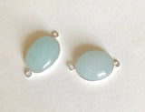 2 Pcs Aquamarine Connectors, Gemstone Connectors, Silver Connector, Jewelry Findings, Jewelry Supplies, Jewelry Making, DIY, 26x15mm-27x16mm