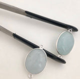 2 Pcs Aquamarine Connectors, Gemstone Connectors, Silver Connector, Jewelry Findings, Jewelry Supplies, Jewelry Making, DIY, 26x15mm-27x16mm