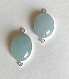 2 Pcs Aquamarine Connectors, Gemstone Connectors, Silver Connector, Jewelry Findings, Jewelry Supplies, Jewelry Making, DIY, 26x15mm-27x16mm