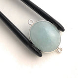 Gemstone Connectors, Aquamarine, Silver Connectors, Aquamarine Connector, Bezel Connector, Jewelry Supplies, Jewelry Making, DIY, 26x16.25mm