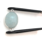 Gemstone Connectors, Aquamarine, Silver Connectors, Aquamarine Connector, Bezel Connector, Jewelry Supplies, Jewelry Making, DIY, 26x16.25mm