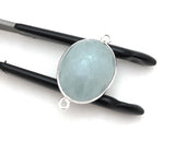 Gemstone Connectors, Aquamarine, Silver Connectors, Aquamarine Connector, Bezel Connector, Jewelry Supplies, Jewelry Making, DIY, 26x16.25mm