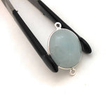 Gemstone Connectors, Aquamarine, Silver Connectors, Aquamarine Connector, Bezel Connector, Jewelry Supplies, Jewelry Making, DIY, 26x16.25mm