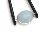 Gemstone Connectors, Aquamarine, Silver Connectors, Aquamarine Connector, Bezel Connector, Jewelry Supplies, Jewelry Making, DIY, 26x16.25mm